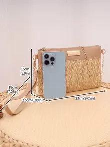 简约时尚闪光装饰女士斜挎包，百搭单肩包/手拿包