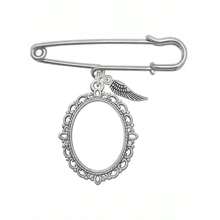 1pc Customizable Zinc Alloy Photo Clip Pendant With Wings Charm, Lace Oval Frame Blank Photo Pendant Suitable For Wedding, Wedding Party And Special Occasions Dress Accessories Pin For Clothes Bag Charm School Office Accessories Shirts Jacket Jewelry Halloween Clothes Pin Funny Cute Teacher Gifts Halloween Accessories Teachers Day00 Costume Accessories Bag Charms Christmas