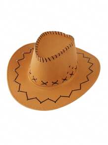 1pc,Western Cowboy Knight Hat Men And Women Big Edge Sunshade Hat Summer Hat Outdoor Mountaineering Hat - Color - View 7