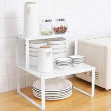 Multi-Layer Kitchen Rack, Countertop Cabinet Expandable Storage Shelf, Pot Rack, Tabletop Spice Rack, Kitchen Organizer, Food Storage Rack, Sturdy Stackable Kitchen Storage Shelf - Multicolor - View 2