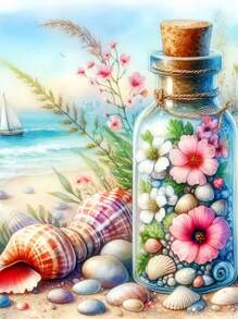 Piękna dryfująca butelka pełna diamentowego malowania, nowa sztuka diamentowa do dekoracji ściennych w pomieszczeniach