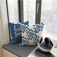 4-Piece Linen Pillowcase Set, Brown/Burgundy/Blue-Green Bohemian Style Geometric Simple Square Cushion Cover Is Perfect For Decorating Sofas, Living Rooms, Rooms, Outdoor Terraces And Courtyards. Printed On One Side, The Pillow Core Is Not Included