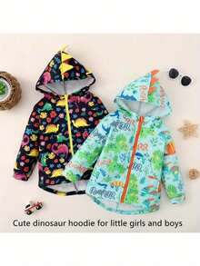 Baby Girl Clothes Toddler Boy Dinosaur Hoodie Toddler Sweatshirt Hooded Jackets Full Zip 2 To 8 Years - Emerald - View 7