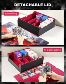 MTG Card  Storage Box,Holds 2400+ Single Sleeved Cards, Includes 4 Card Stoppers And 24 Card Dividers,Suitable For TCG Trading Cards, Magic Cards, Sports Cards - Đen Đỏ - Xem 7