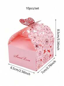 10 stuks vlinder- en bloemenontwerp holle geschenkdoos, roze en paarse kleine kraftpapier geschenkverpakkingsdozen voor bruiloften, vrijgezellenfeesten, jubileumvieringen, verjaardagen, feestdagen, feestgunsten en decoraties