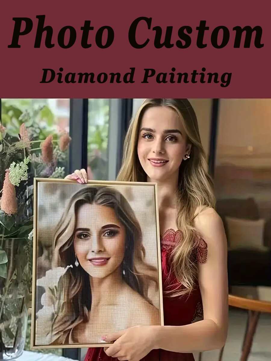 [Personnalisé] Peinture diamant 5D en kit DIY - Photo personnalisée ronde, paysage, portrait, animal de compagnie mignon, meilleur cadeau et décoration murale, convient pour anniversaire, mariage, vacances, pendaison de crémaillère