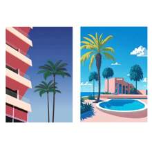 2pcs No Frame Modern Travel Wall Arts Posters Travel To Greece Athens Rhodes Island Wall Art Canvas,Provence Nice France Painting And Japan Beach City Summer Hiroshi Nagai Vaporwave PrintsVintage Posters Fishing Boats Seascape Home Room Decoration Nordic Wall Pictures Living Room Decor Gifts Birthday Graduation