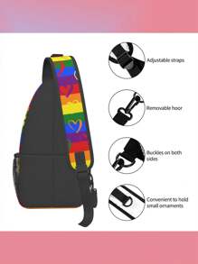 Flag Rainbow Men's Fashion Chest Bag, Shoulder Bag, Crossbody Bag, Sports Bag, Travel Bag, Suitable For Daily Travel, Business, Work, Campus, Etc., The Perfect Holiday Gift Suitable For Teen Summer Casual Outdoor Athletic Or Vacation Travel Or Graduation Gifts Or Birthday Dress Accessories