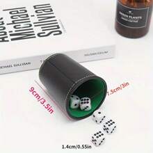 1pc Imitation Synthetic Leather Dice Cup Set, With Felt Lining And 5 Bullseye Dice For Silent Dice Rolling Game, Suitable For Guessing Number Game