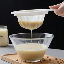 1個咖啡/豆奶濾網，家用果汁擠壓過濾器，分離過濾漏斗，附手柄塑膠網狀濾網，適用於豆奶、果汁及居家使用－過濾工具 - 白色 - 查看 4