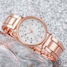 2pcs/Set Women's Watch Rose Gold Stainless Steel Round Shaped Dial Quartz Watch And Alloy Bracelet,Suitable For Daily Wear Holiday For Women Party,Holiday,Birthday Wear Or As Sisters,The Best Gift For A Lady