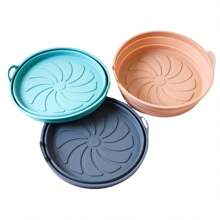 1pc Air Fryer Silicone Baking Mat, Non-Stick Reusable Round Baking Tray For Home, Easy To Clean