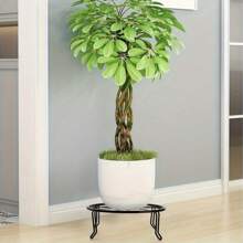 经典铁艺植物架，带花卉图案的圆形金属花盆架，轻质彩绘盆景展示架，多用途室内外花园架