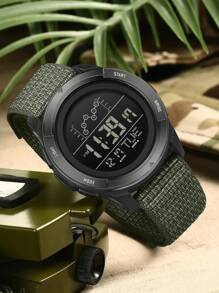 SANDA. SANDA Electronic Watch Nylon Strap Digital Display Multifunctional Alarm Clock Student Watch Waterproof Military Sports Watch