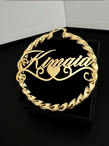 Pendientes de aro con nombre personalizado, pendientes de aro con nombre retorcido, pendientes de aro grandes, pendientes con nombre en oro, joyería personalizada, pendientes de bambú, regalo de joyería personalizada, pendientes con nombre en oro, pendientes con nombre de mujer, regalo para ella, para esposa, para hermana, para novia