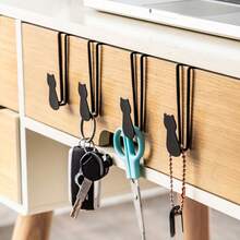 2 Heavy Duty Cast Iron Door Hooks - Cute Cat Shaped Door Hooks, Easy To Install, No Tools Required, Space-Saving Organizer For Entryway, Bathroom, Kitchen, Closet - Sturdy Hooks For Hats, Towels, Robes, Bags - Perfect Gift For Cat Lovers, Bathroom Storage, Fun Decoration, Durable Hooks, No Wall Hooks, Home Organizer - 鐵*2 - 查看 3