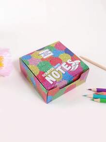 100pcs/Box Scratch Drawing Note Paper, Student Drawing Colouring Book Doodle Drawing Message Scratch Paper, Cultivate The Habit Of Painting School Supplies