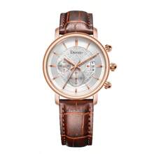 Deesio 1 pieza Reloj de cuarzo casual para hombres con correa de cuero, caja de acero inoxidable 316L, mejor opción de regalo