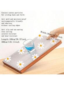 1roll Chrysanthemum Pattern Shelf Liner, Non-Adhesive Drawer Liner, Non-Slip Refrigerator Mat, Waterproof EVA Cabinet Liner, Easy To Clean Kitchen Mat