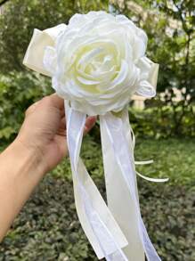 1PC 婚礼椅背花和婚车花仿真玫瑰满天星薰衣草婚礼过道椅装饰靠背花户外婚礼过道装饰椅背花，婚庆摄影道具椅背装饰花婚庆用品 - 多色 - 查看 22