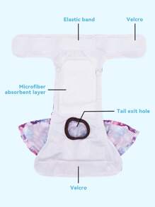 3pcs/Pack Random Dog Print Washable Dog Sanitary Pants, Anti-Leakage Pet Diapers With Cute Printed Ruffles - Multicolor - View 7