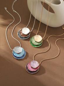 1 Set Fashionable & Elegant Personalized Creative Exaggerated 3D Zinc Alloy Circle Layer Pendant Necklace & Earrings, Jewelry Decor Gift For Women And Girls, Christmas, Street Style, Party