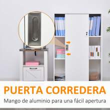 HOMCOM Armario de Oficina Práctico con 2 Puertas Correderas Llaves y 3 Estantes para Despacho Estudio 80x40x120 cm Blanco - Blanco - Ver 4