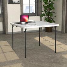 XL 36" Fold-In-Half Indoor & Outdoor Card Table W/Handle, 3ft, White