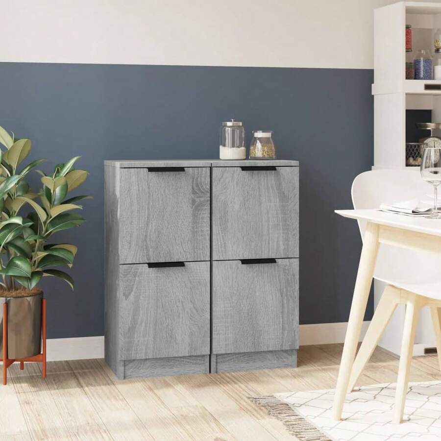 vidaXL Credenze 2 pz Grigio Sonoma 30x30x70 cm in Legno Multistrato - Grigio - Visualizzare 1