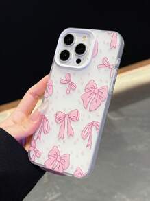 Bow-Knot Pink Transparent Bowknot Design Phone Case, Compatible With IPhone