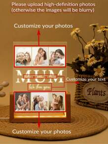 1pc Acrylic Photo Collage Night Light, Customizable Mother's Photo Lamp, Personalized Cute Birthday/Holiday Gift, Bedroom Decor Night Light, Mother's Day Gift, Gift For Wife/Mother - Huang Guang - View 8
