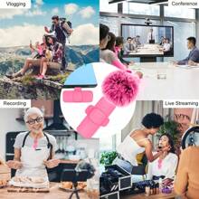 Nuevo micrófono inalámbrico rosa tipo lavalier con adaptador y paravientos, portátil para grabación de audio y video, compatible con teléfonos Android, computadoras, cámaras, transmisión en vivo, juegos, adecuado para viajes de verano, grabación de audio/video, entrevistas, juegos y transmisión en vivo, mini micrófono - Rosa Fucsia - Ver 6