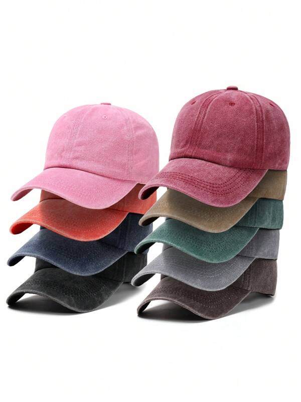 1 Pc Solid Color Vintage Washed Baseball Cap, Classic Casual Stylish Vintage Soft Sweatband Adjustable Size Lightweight Sun UV Protection Versatile Dad Hat, Suitable For Outdoor Sports Daily Wear Party Vacation Perfect Gift For Friends