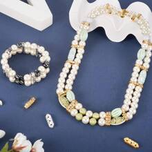 50/100 hạt đệm đính đá 3 lỗ, hình kim cương, thích hợp để làm vòng tay và dây chuyền nhiều sợi. - Nhiều màu - Xem 2