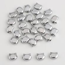 30 piezas de cuentas de cristal de vidrio electrochapado con forma de cabeza de gato de 8*10mm, cuentas espaciadoras para hacer pulseras, collares, cadenas de teléfono, decoración para ropa y zapatos