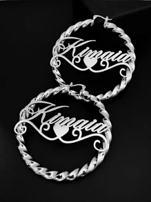 Pendientes de aro con nombre personalizado, pendientes de aro con nombre retorcido, pendientes de aro grandes, pendientes con nombre en oro, joyería personalizada, pendientes de bambú, regalo de joyería personalizada, pendientes con nombre en oro, pendientes con nombre de mujer, regalo para ella, para esposa, para hermana, para novia