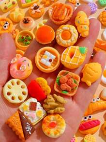 50pcs Mini Simulation Food Beverage Mixed Resin Food - Mini Kitchen Pretend Game Adult Mini Food Set (Random)