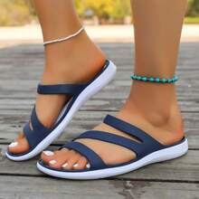 Chanclas impermeables de verano 2025 para mujeres, sandalias suaves para playa/piscina, chanclas planas para uso exterior para mujeres embarazadas
