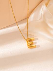 1 pièce Collier pendentif à lettre initiale de ballon à bulles en acier inoxydable plaqué or épais pour femmes et hommes, bijoux de mode personnalisés