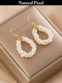 1 Pair Fashion Pearl Earrings With Natural Asymmetrical White Pearl, Everyday Wear & Holiday Gift, Gift Box - White - View 7