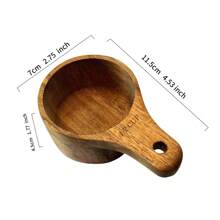 4 件木制量杯和量勺套装 - 手工制作，适用于烘焙、烹饪、咖啡、茶和干配料 - 包括带挂孔的勺子