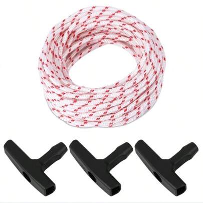 3 把手，1 根 10 英尺 X 9/64 英寸（3.5 毫米）拉绳，带启动手柄，优质编织绳，抗拉强度高，可通用更换割草机、发电机、修剪机和链锯