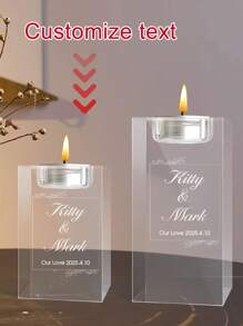 Custom Text Crystal Candle Holder, Personalized 3D Text Wedding Candle Holder, Custom Text Crystal Tealight Holder, Custom Wedding Text,Gift For Her - Multicolor - View 4