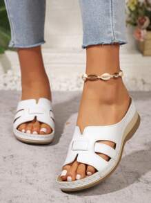 Plus Size Women's Comfortable Platform Wedge Sandals, Summer New Casual Slippers