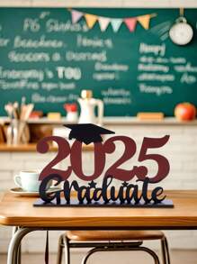1Pc, Grad 2025 Graduation Table Centerpieces Decorations, 2025 Wooden Decorations For Graduation Party Supplies, Class Of 2025 Decorations, Congrats Grad Party Decor, Table Topper Sign, High School/College/University Graduation Party Decor Gifts Birthday