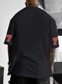 Men's Fashionable Casual Loose Letter Print T-Shirt, Versatile For Everyday And Sports, Perfect As A Surprise Gift