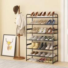 Simple Trending 3 Tier Stackable Shoe Rack, Expandable Adjustable Shoe Shelf Storage Organizer, Wire Grid, Black