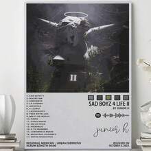 Póster enmarcado del álbum de Junior H Imagen artística mural Pintura Póster Impresión en lienzo Pósteres Obras de arte Decoración de dormitorio y sala de estar - Enmarcado - Ver 1