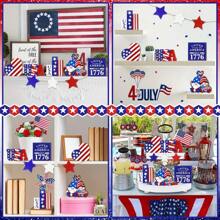 Ensemble de décoration de plateau à couches pour le 4 juillet, décoration de plateau patriotique avec mini-gnomes, drapeau américain, pour le centre de table de ferme du jour de l'indépendance