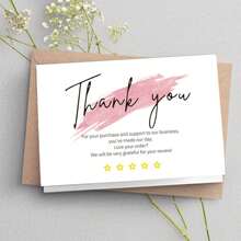 30pcs/Package White Simple Thank You Card Copperplate Paper Card Gift Packaging Decorative Card English Thank You - Multicolor - View 5